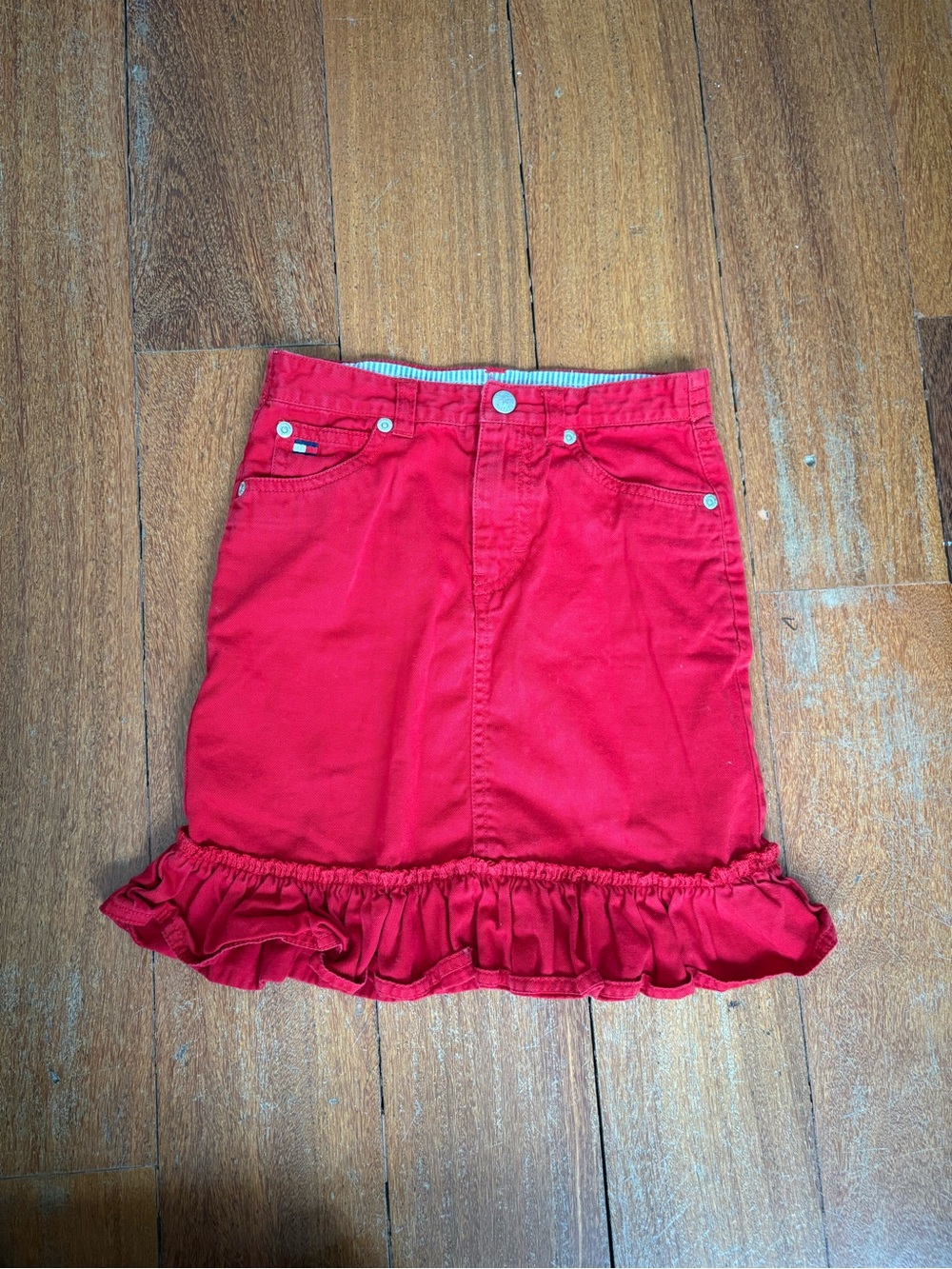 Tommy Hilfiger Girls Red Ruffle Skirt, Size 6X